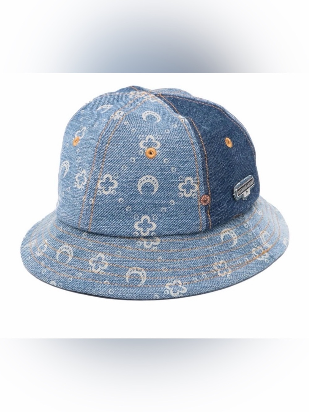 RARE Marine Serre Blue Denim Patchwork Bucket Hat‎ Moon Pattern